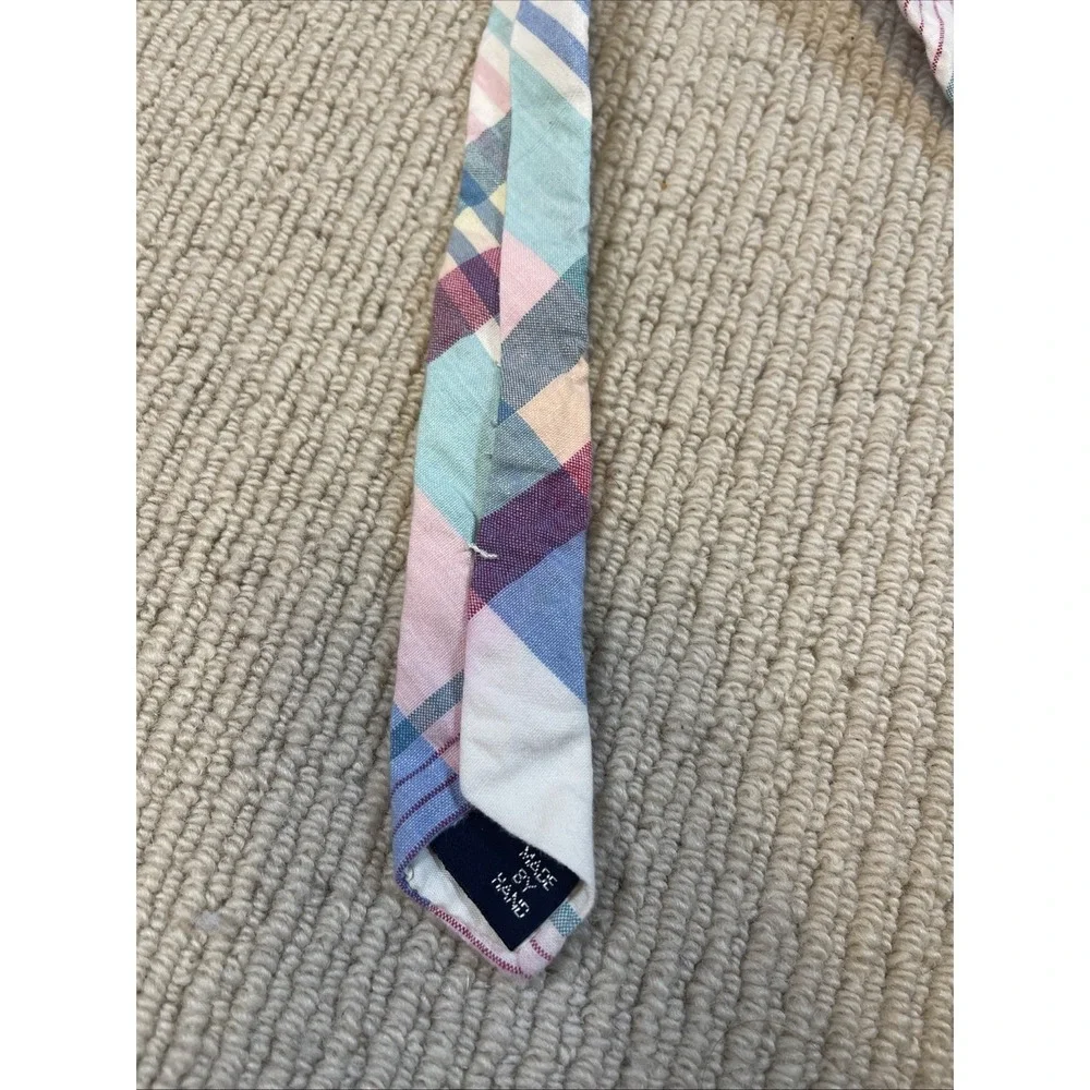 Polo Ralph Lauren Boy's Vtg Tie Multicolor Plaid Pony Logo Cotton Hand Made